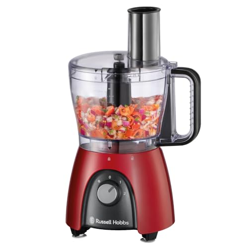 Russell Hobbs Küchenmaschine Food Processor (2-in-1 Mixer/Gemüseschneider, 900W Leistung, Rot)
