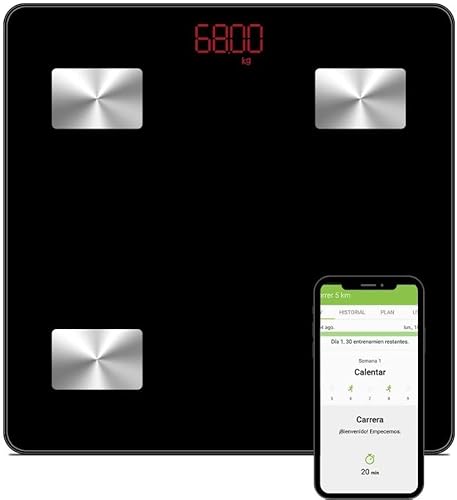 NK Intelligente Personenwaage, Bluetooth V4.0, Digital, Dualfrequenz, Gewicht Bad, BIA-Technologie, LCD-Display, Batterie 3 x AAA, Muskelfettmessgerät, BMI/BMR, Stoffwechselalter