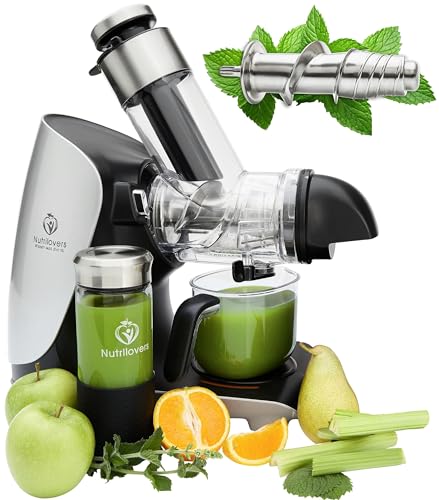Nutrilovers PRESS EDELSTAHL Slow Juicer, 304 Edelstahl, BPA-frei, elektrisch, Hochleistungsentsafter für ganze Früchte, Sellerie und Blattgemüse, Testsieger 2023, spülmaschinenfest: Tests, Infos & Preisvergleich