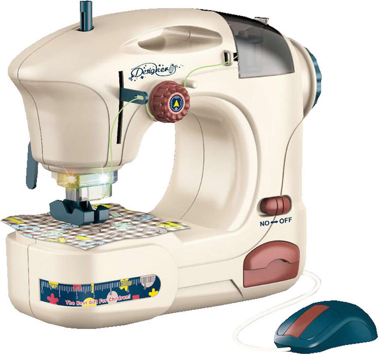 Diakakis Luna Nähmaschine Kinder Haushaltsgerät mit LED-Licht und Näh-Sound, inkl. Zubehör, creme/braun +3J