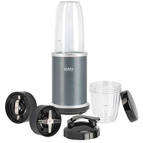 KeMar Standmixer (1000W, Anthrazit) Smoothiemaker, inkl. 2go Bechermit Sporttrinkdeckel, & 2 Klingen, 50ml Grinder -eloxierte Oberfläche - Mixer ice crush Funktion - cremige Smoothies & Milkshakes