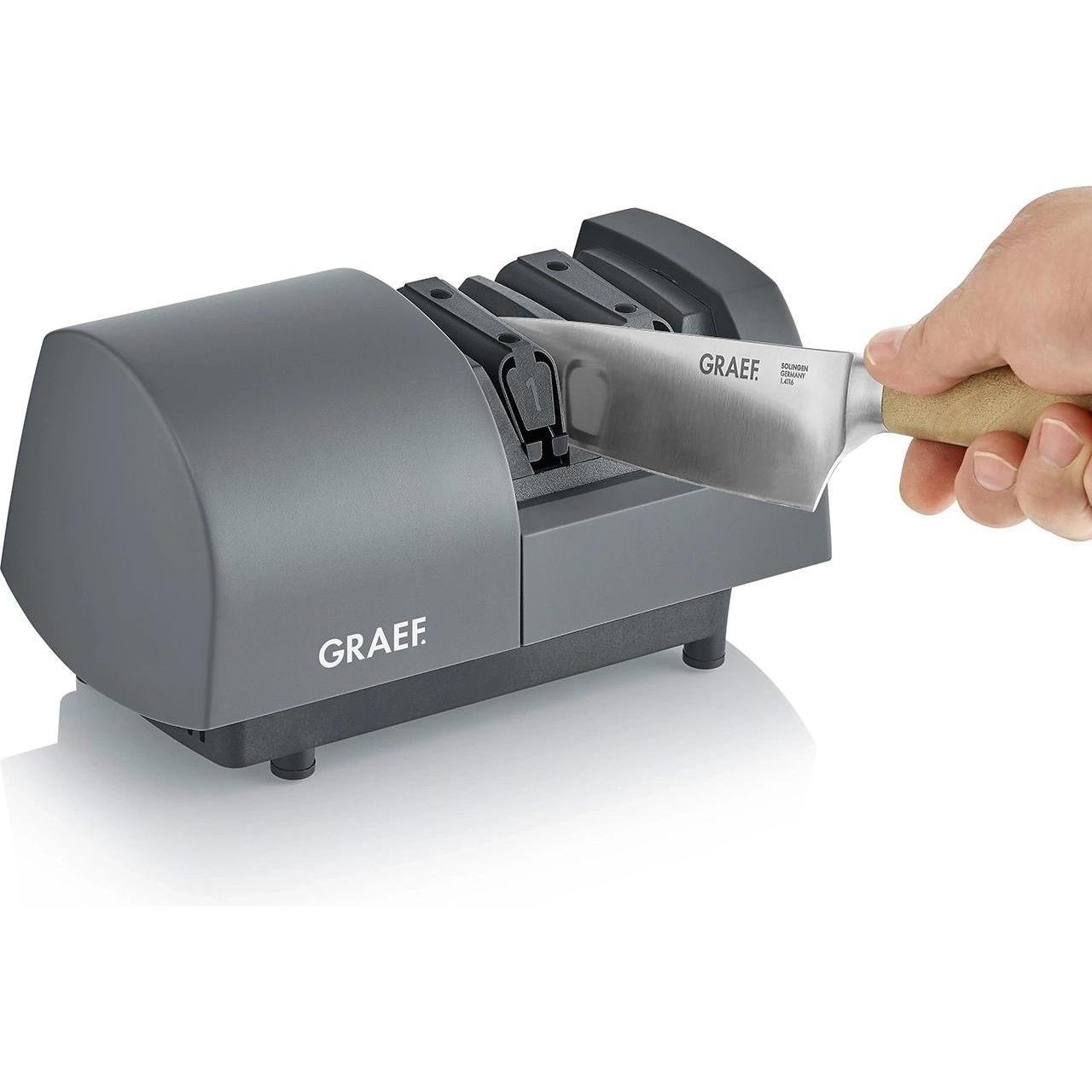 Graef SG 520 EU Messerschärfer, 20° Schleifwinkel mit CrissCross®-Technologie, quarzgrau