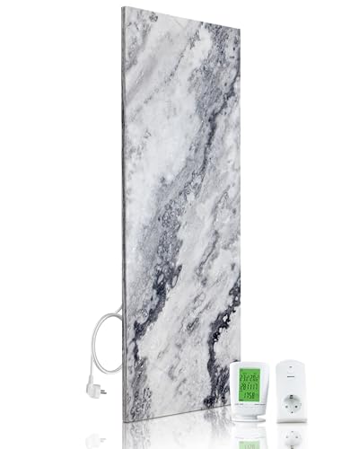 Marwona Naturstein Infrarotheizung 800 Watt mit Digitalthermostat I Energiesparende Infrarot Wandheizung I Made in Germany - Qarama 800 Watt