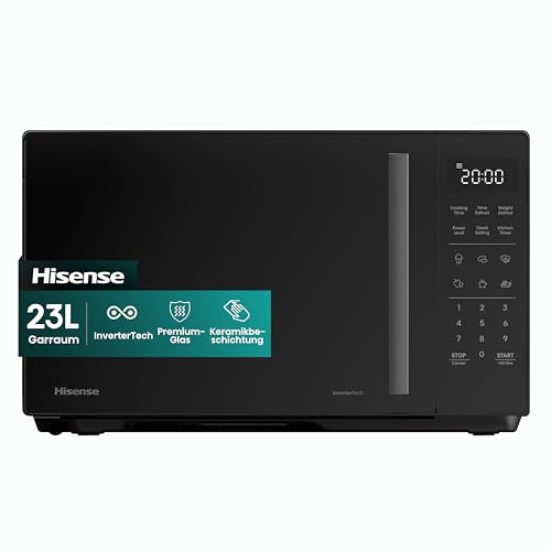 Hisense Mikrowelle H23MOBS4HI, Mikrowelle, 23 l, Schwarz, INVERTER-Technologie, 900 W, 10 Leistungsstufen
