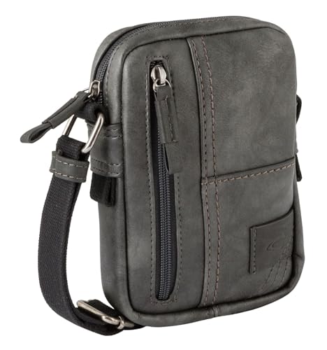 camel active Laos Herren Handytasche Umhängetasche mittelgroß, schwarz, mit Reißverschlussfächern und verstellbarem Schulterriemen