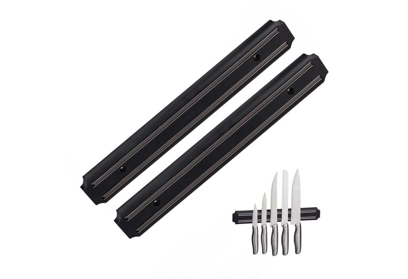 relaxdays Wand-Magnet Messer-Leiste 2 x Magnetleiste schwarz, Ordnung und Übersichtlichkeit in Küche und Werkstatt
