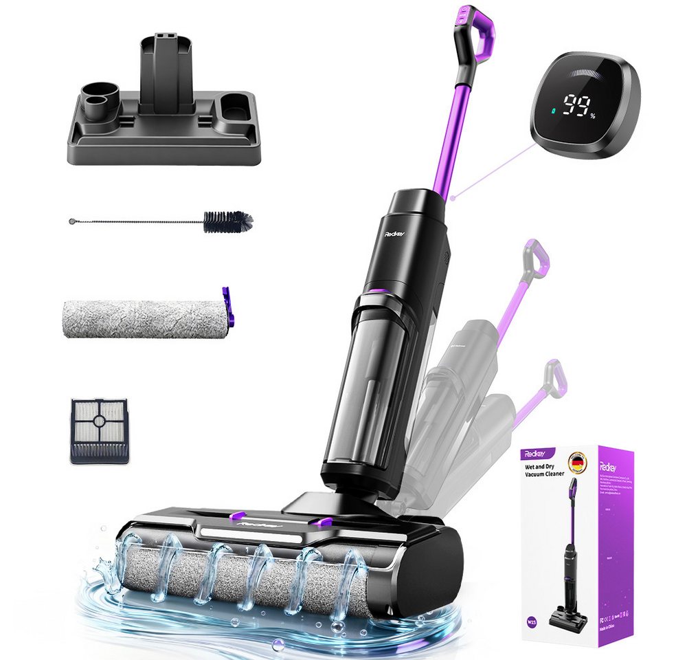 Redkey Nass-Trocken-Akkusauger 2026, 18000Pa 3-in-1 Nass- und Trockensauger mit ergonomischem Griff, 190 W, HEPA-Filter und 50 Minuten Akkulaufzeit