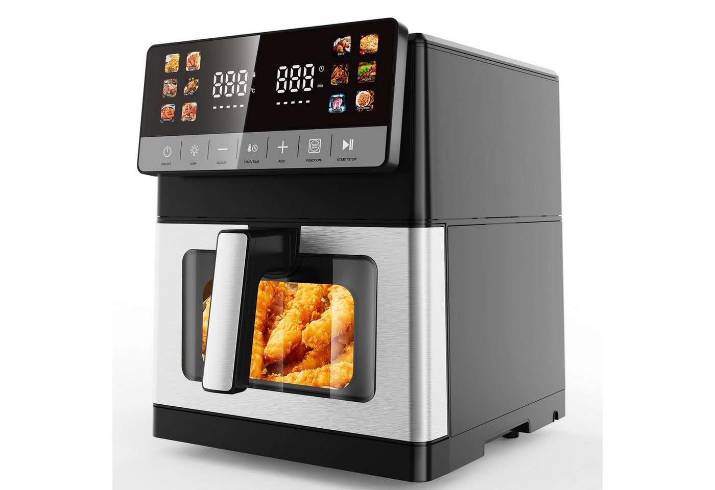 oyajia Heiluftfritteuse 10L, Edelstahl, 1800 W, 12 Automatikprogramme ...