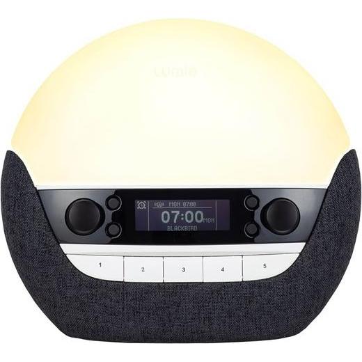 Lumie Bodyclock Luxe 750DAB+, Wecker mit Sonnenaufgangssimulator, DAB/DAB+ Radio, Schwarz, Bluetooth und dimmbarem Display