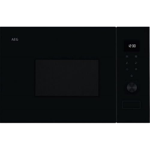 AEG OS5MG20EB Einbau-Mikrowelle mit Grillfunktion, 20 l, 800 W, LED-Display, elektronische Öffnung, Schwarz mit Edelstahl-Finish, Anti-Fingerabdruck