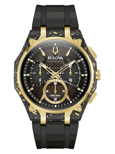 Bulova Herren Chronograph Quarz Armbanduhr Curve, Edelstahlgehäuse, schwarz