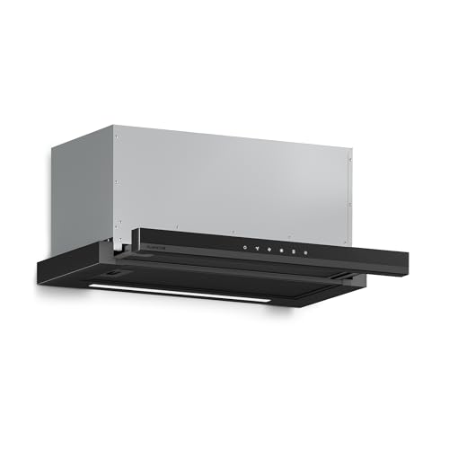 Klarstein Velaire Dunstabzugshaube 60cm, Unterbau, Ausziehbar, 896 m³/h Leistung, Touch-Bedienung, Energieklasse A++, LED-Beleuchtung, Schwarz