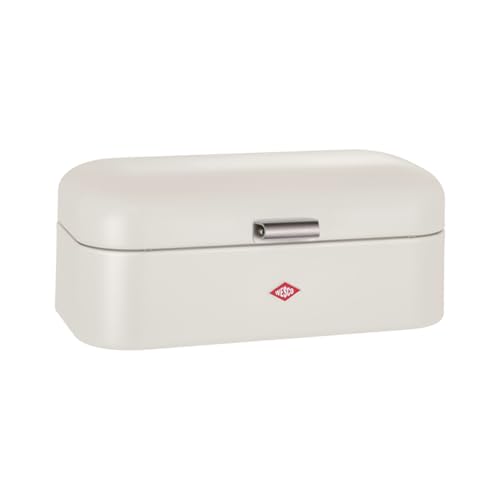 WESCO Grandy Brotkasten, sand matt, pulverbeschichtetes Stahlblech, Lüftungslöcher, stabiler Handgriff