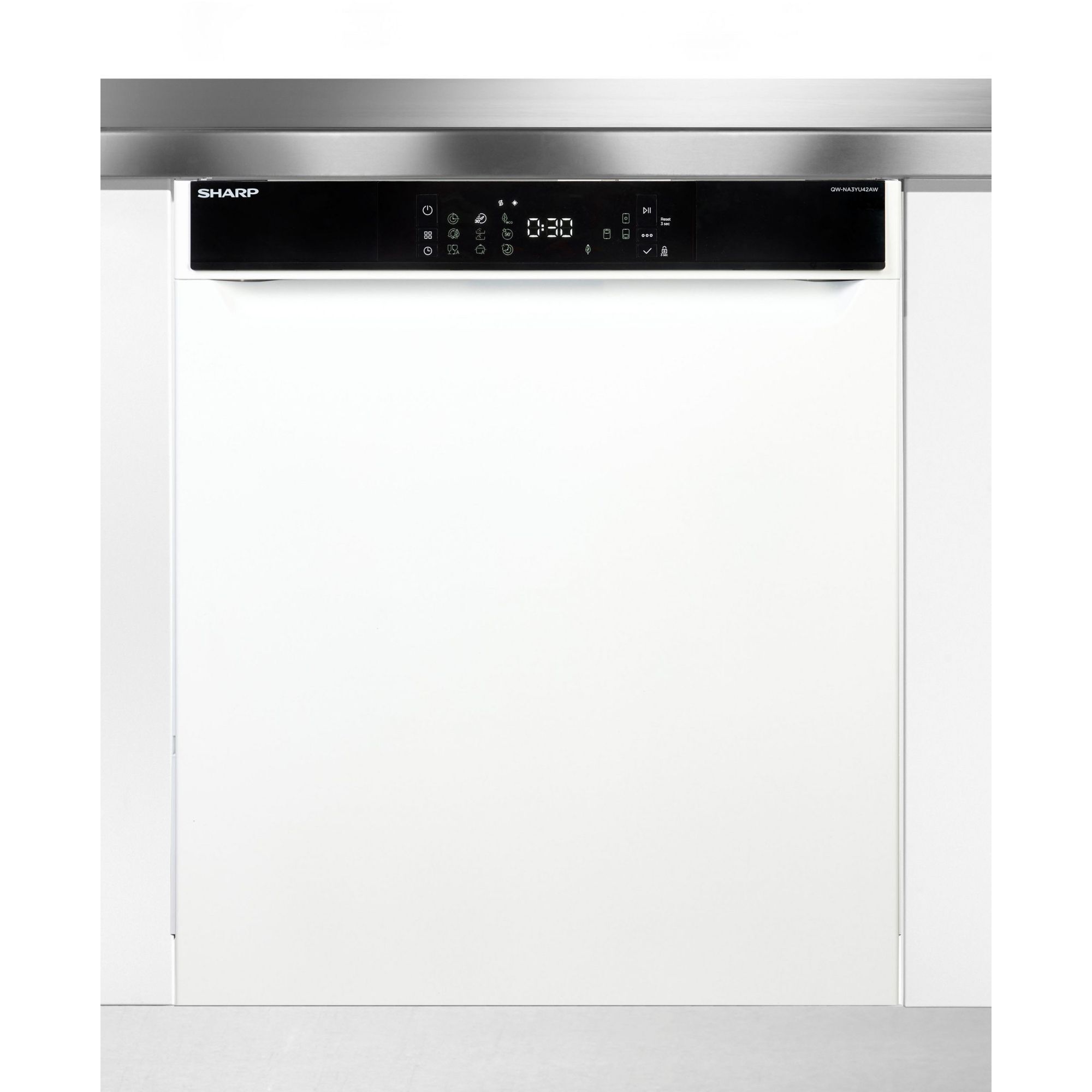 Sharp QW-NA3YU42AW-DE Unterbau-Geschirrspüler mit 14 Maßgedecken, 60 cm, Energieeffizienzklasse A, Weiß