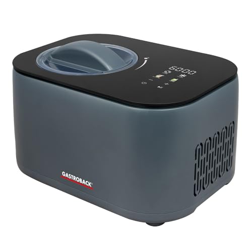 GASTROBACK Mini Eismaschine 2-in-1 mit Kompressor, 100 Watt, Eiscreme- und Joghurtmaschine für Zuhause, gleichmäßige Rührleistung, automatische Kühlfunktion, kompaktes Design