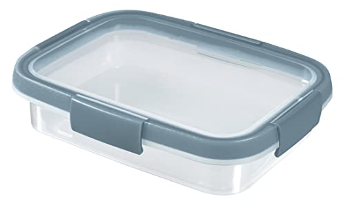 Curver Smart Fresh Frischhaltebehälter rechteckig, 0,7l, grau transparent, aus 100% recyceltem Polypropylen mit auslaufsicherem Deckel