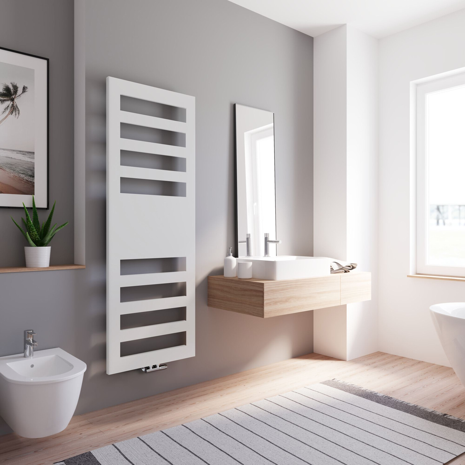 Schulte Badheizkörper 'Münster', weiß, 170,3 x 60,5 cm, hohe Wärmeleistung bis 558 Watt, Anschlüsse unten mittig