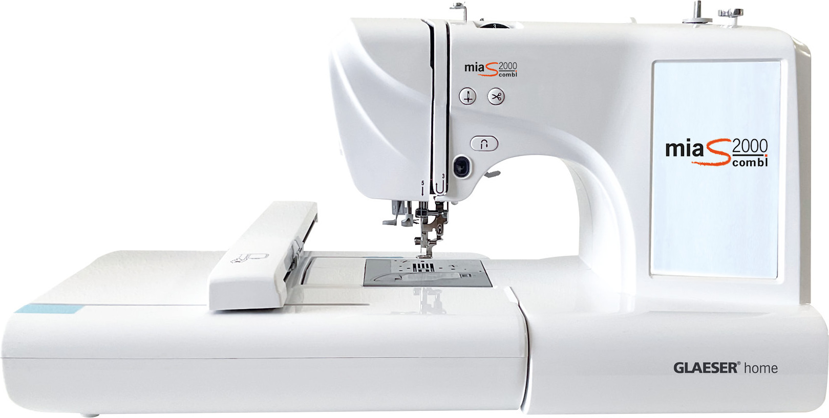 GLAESERhome miaS2000combi Stick- & Nähmaschine, 96 Stick-Designs, 7 Zoll LCD-Touchscreen
