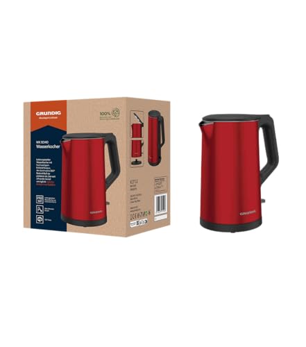 GRUNDIG WK 8340 Wasserkocher, 2.150 W Leistung, 1,5 l Fassungsvermögen, Abschaltautomatik, Cool Touch, Rot