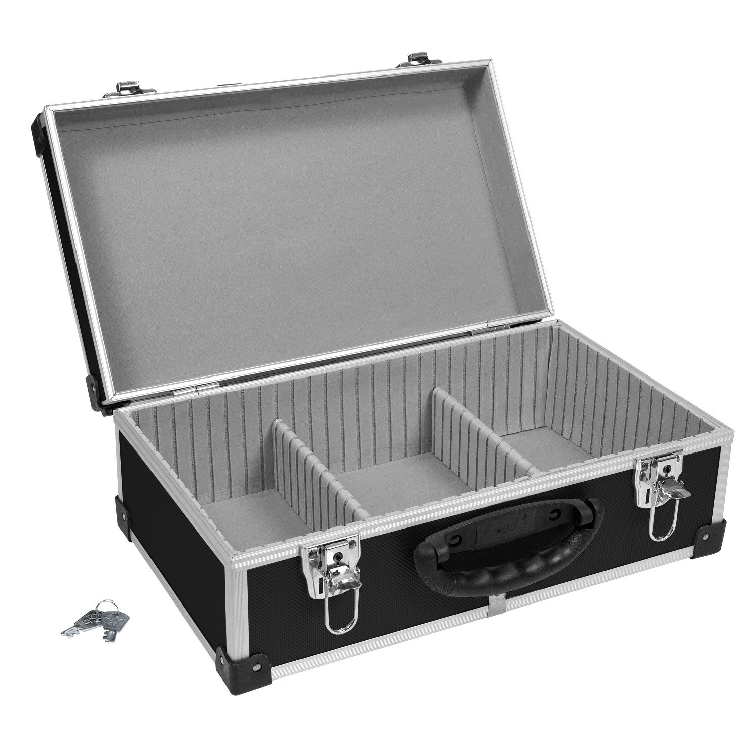 Anndora Koffer CD-Koffer Alukoffer für 60 CDs, abschließbar, silberne Schnappschlösser