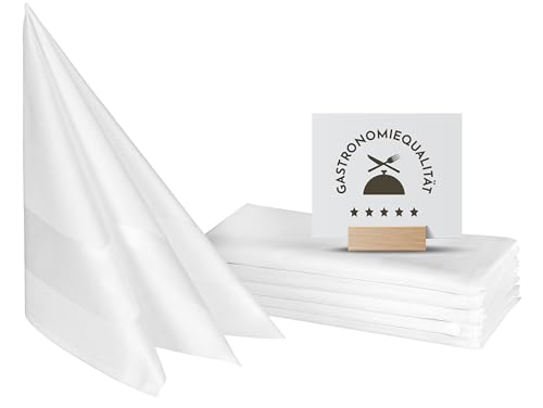 ZOLLNER 6er Set Stoffservietten Baumwolle in 40x40 cm - waschbar bis 95°C - seidenartiger Glanz - weiß - Gastronomiequalität