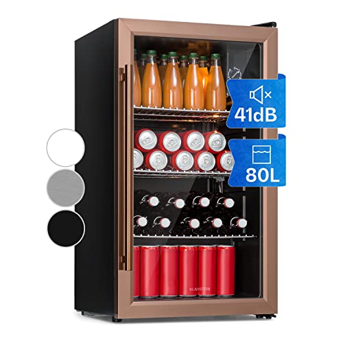 Klarstein XXL Mini Kühlschrank mit Glastür & LED, 80L, Leise & Wetterfest, Indoor/Outdoor, Schwarz