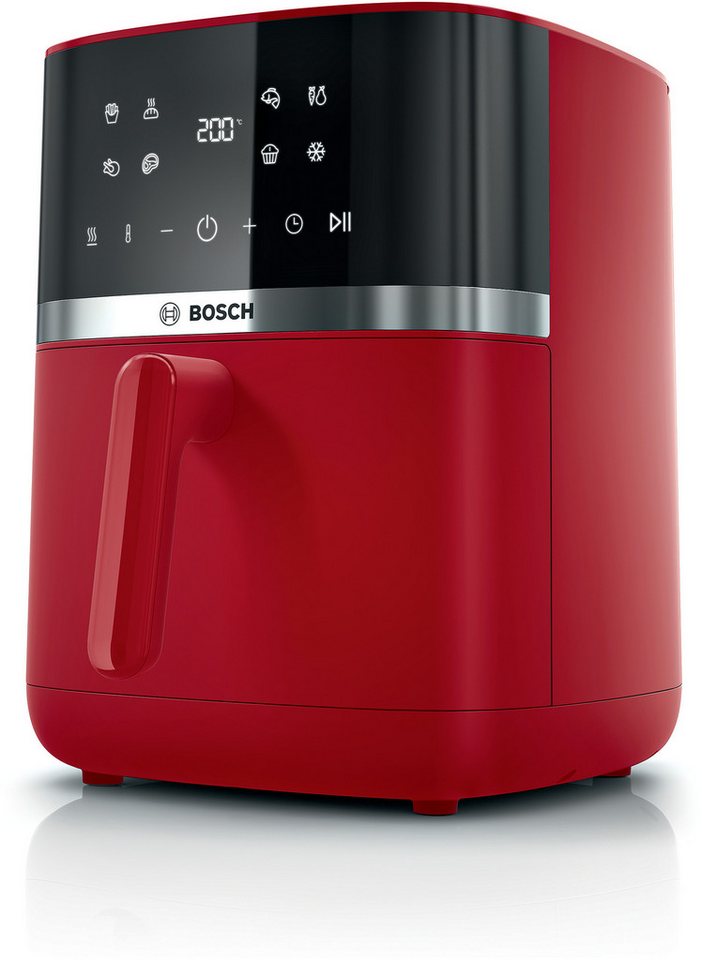 BOSCH Heißluftfritteuse Air Fryer Serie 4, MAF462R0, 6,1l, 2 Heizelemente, 7 Programme, 2050 W, Auftaufunktion, Deep red, spülmaschinengeeigneter Korb/Gitter