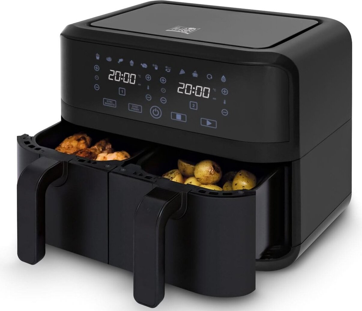 Fritel Airfryer Snacktastic 8180 Duo 2 x 4.5 Liter, Fritteuse mit doppelter Kapazität