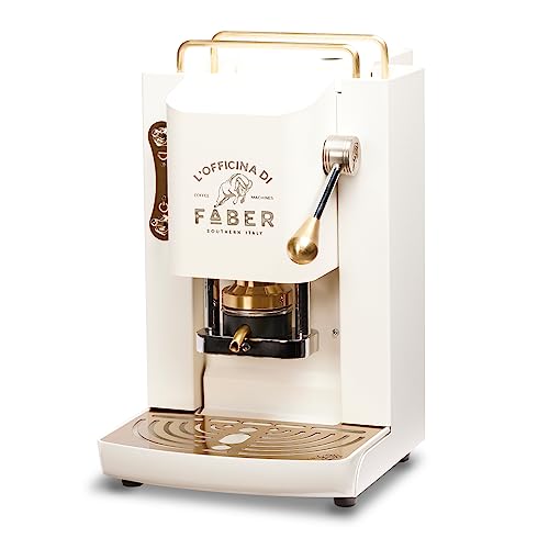 Faber Coffee Machines Pro Deluxe Pure White, Espressomaschine für ESE Pads 44 mm, Tassenwärmer, einfache Reinigung, schnelles Aufheizen