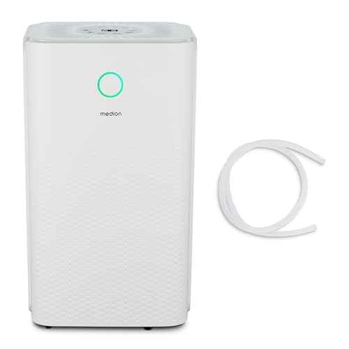 MEDION DH12 Luftentfeuchter (elektrisch, 12Liter/23h, bis zu 15qm, 38db leise, Badezimmer, Schlafzimmer, 2 Liter Wassertank, Wäschemodus, Timer, Bodenrollen, MD12047)