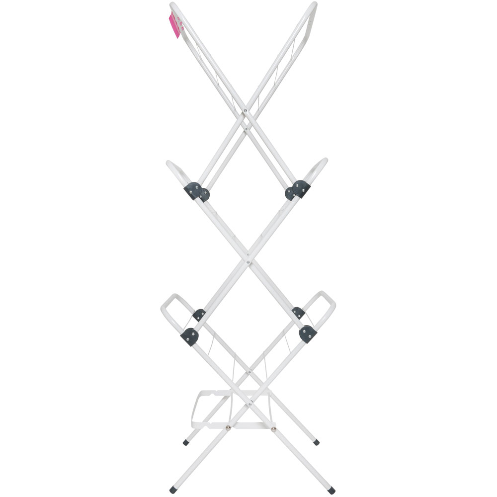 VELKEA V200 Wäschetrockner stehend aus Stahl, faltbar, weiß, max. Belastung 17 kg, 17 m nutzbare Länge