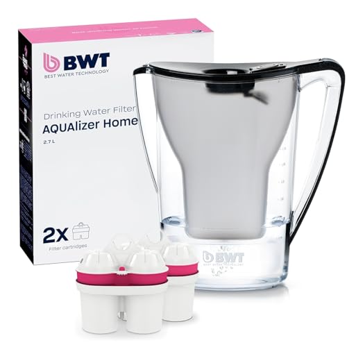 BWT AQUAlizer Home, Wasserfilter für Trinkwasser, Schwarz, inkl. 1 Magnesium Filterkartusche, filtert Kalk, Chlor, Blei & Kupfer, verbessert Geschmack, schützt Geräte