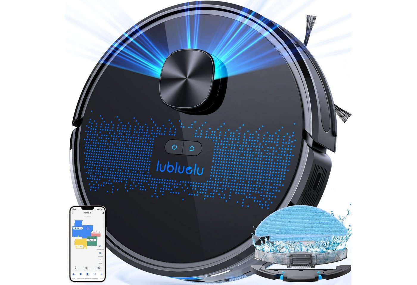 oyajia LDS 9.0 Nass-Trocken-Saugroboter mit LiDAR Lasernavigation, 4000Pa Saugkraft, Wischfunktion, 10 No-Go-Zonen, 55 dB, beutellos