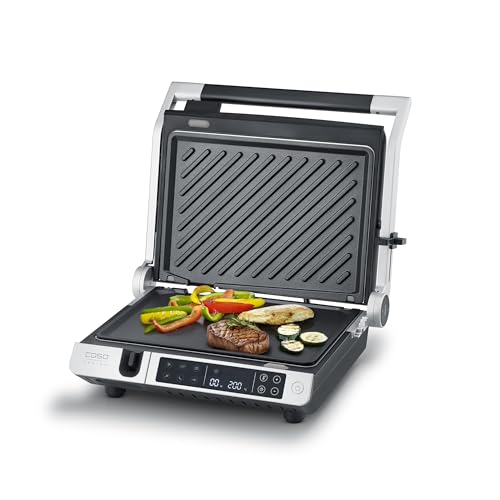 Caso SteakMaster Pro, 3-in-1 Doppel-Kontaktgrill mit Digital-Touch, Grillthermometer, Antihaftplatten, 2000W, 80-240°C, PFAs-frei, spülmaschinengeeignet