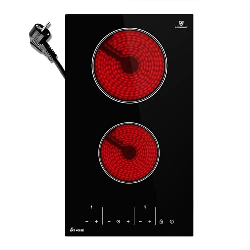 Glaskeramik Kochfeld 30 cm | Autark | 3 kW | 2 Zonen | 9 Stufen | Rahmenlos | Timer | Restwärmeanzeige | Tastensperre | KF293