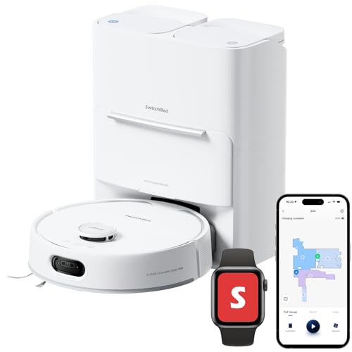 SwitchBot S20 Saugroboter, 10.000 Pa Saugkraft, AI Hindernisvermeidung, automatische Wischreinigung und Trocknung, kompatibel mit Matter und Apple Home