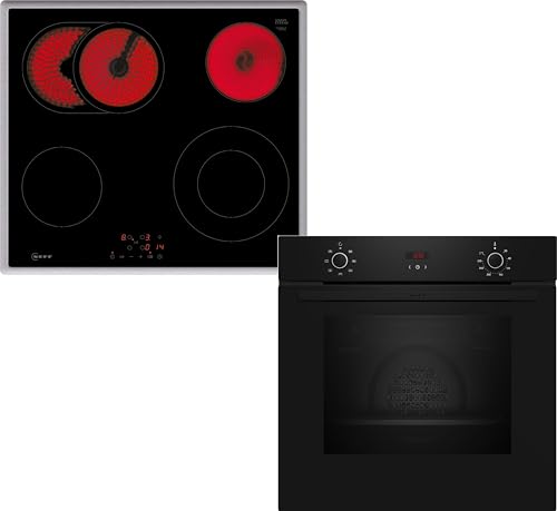Neff Backofen-Set B1CCC0AK3 + T16SBN1L0, Einbau-Backofen mit CircoTherm®, 71 l Volumen, Elektrokochfeld mit 4 Kochzonen, Schwarz