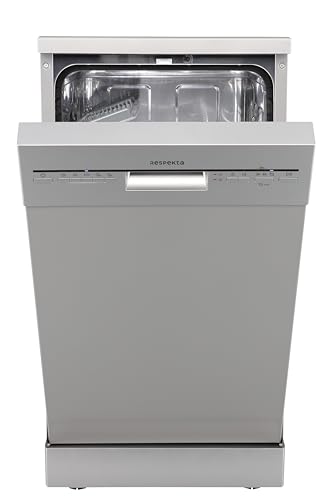 Respekta Geschirrspüler 45 cm, freistehend & unterbaufähig, Silber, 5 Programme, energieeffizient, mit Startzeitvorwahl und Sicherheitsfunktionen
