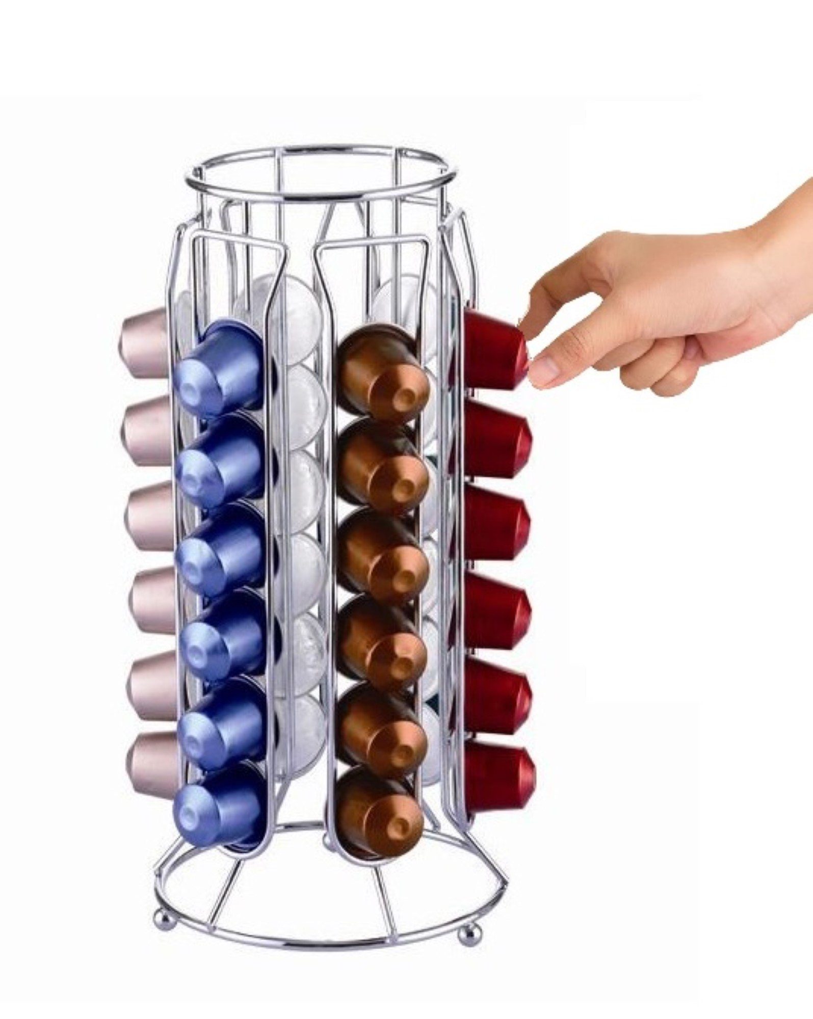 Cheffinger Kapselhalter Kaffeekapsel Ständer für 36 Kapseln kompatibel mit Nespresso, Metall, 12,5 x 26 cm