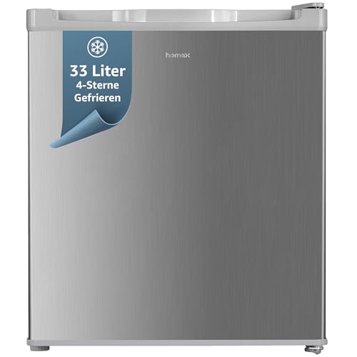 homeX Mini Gefrierschrank, 33L 4-Sterne Gefrierbox, freistehend, leise, silber