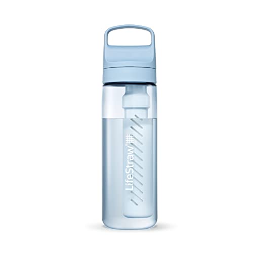 LifeStraw Go Serie - BPA-freie Trinkflasche mit Wasserfilter 650ml für Reisen und den täglichen Gebrauch - entfernt Bakterien, Parasiten, Mikroplastik + verbessert den Geschmack, Icelandic Blue (blau)