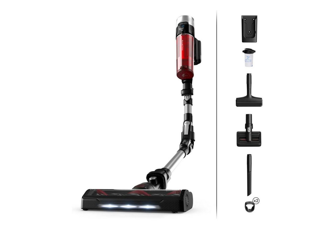 Rowenta Bodenstaubsauger RH2077 XForce Flex 9.60, Akku-Handstaubsauger mit Stiel, 45 Minuten Laufzeit, 100 Air Watt, grau