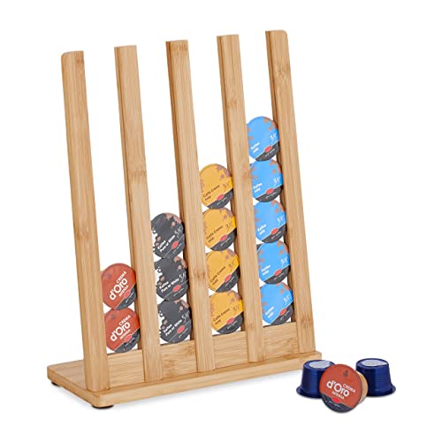 Relaxdays Kapselhalter für Cafissimo, Kaffeekapselhalter für 28 Kapseln, Kapselständer Bambus, HBT: 34,5x26x11 cm, Natur