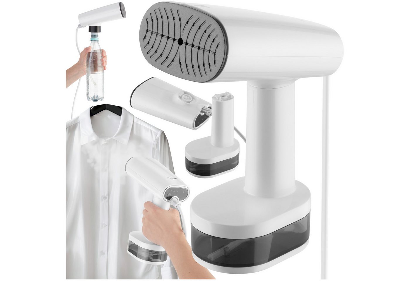 tectake Dampfbürste Dampfglätter, 1640 W, 3 Dampfmodi und Trockenbügelfunktion, kompakt und textilschonend