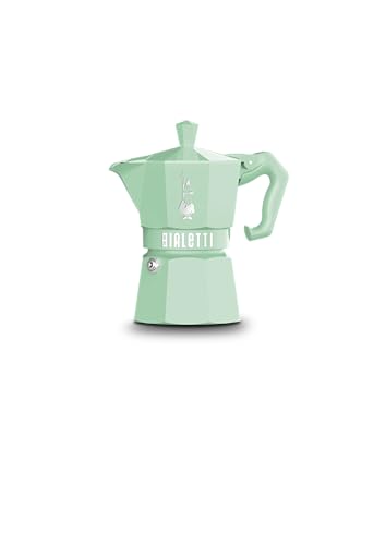 BIALETTI MOKA EXCLUSIVE GREEN, Italiensche Kaffeemaschine für 3 Tassen, aus grünem Aluminium mit ergonomischem Griff, geeignet für alle Küchentypen