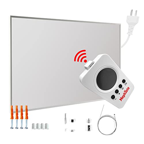 Mephisto Infrarot Heizung Wand-Decken-Standheizung energiesparend Elektroheizung 600W, inkl. Fernbedienung und Thermostat, WIFI APP Steuerung, Deckenmontage-Set