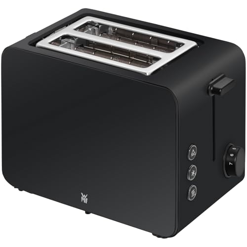 WMF Stelio Toaster 2 Scheiben Edelstahl, Doppelschlitz Toaster mit Brötchenaufsatz, Bagel-Funktion, 7 Bräunungsstufen, 900 W, schwarzmatt