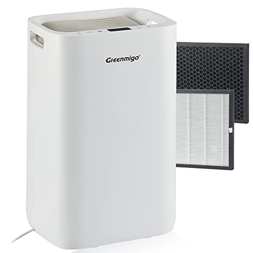 Greenmigo ALPHA-Q20 Luftentfeuchter mit HEPA-Filter Ionisator, 20L/Tag, für Räume bis 60m2, Elektrischer Raumentfeuchter mit Mobile Wäschetrocknung