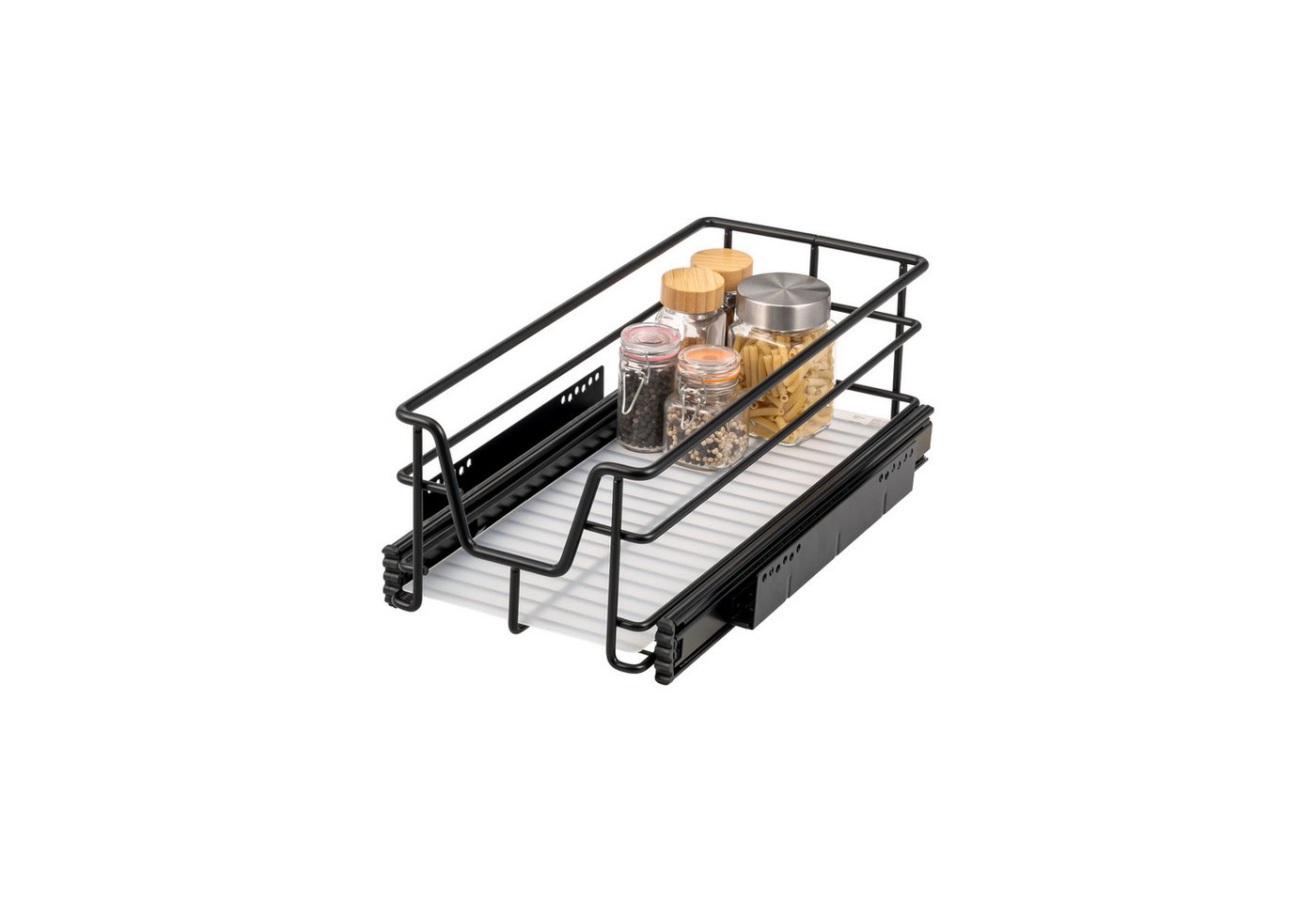 bremermann Teleskopauszug für 30 cm Schrank mit Einlegeboden, schwarz - Teleskopschublade mit kugelgelagerten Schienen und maximale Belastung von 15 kg