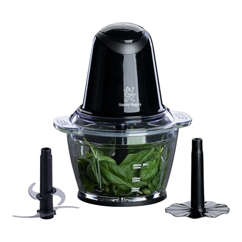 Stanley Rogers Standmixer und Smoothie Maker, 500W, 1L Glasbehälter, 4-Klingen-System in Schwarz, inkl. Mixaufsatz für Smoothies, Suppen und mehr